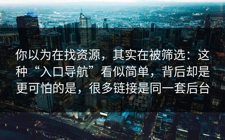 你以为在找资源，其实在被筛选：这种“入口导航”看似简单，背后却是更可怕的是，很多链接是同一套后台