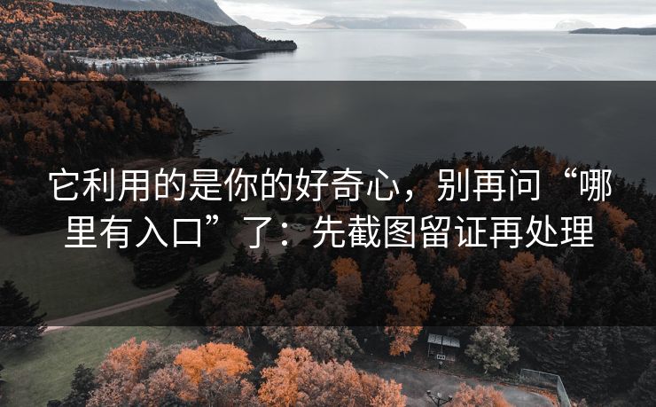 它利用的是你的好奇心，别再问“哪里有入口”了：先截图留证再处理
