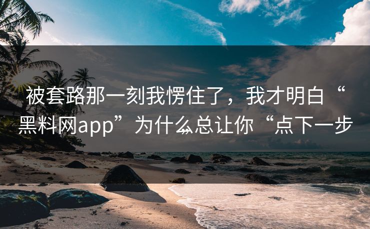 被套路那一刻我愣住了，我才明白“黑料网app”为什么总让你“点下一步”