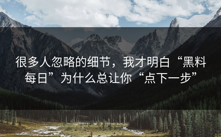 很多人忽略的细节，我才明白“黑料每日”为什么总让你“点下一步”