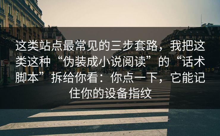 这类站点最常见的三步套路，我把这类这种“伪装成小说阅读”的“话术脚本”拆给你看：你点一下，它能记住你的设备指纹