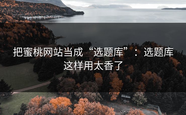 把蜜桃网站当成“选题库”：选题库这样用太香了