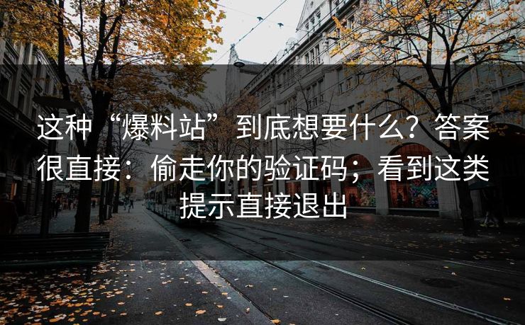 这种“爆料站”到底想要什么？答案很直接：偷走你的验证码；看到这类提示直接退出