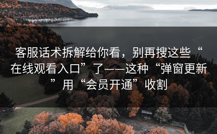客服话术拆解给你看，别再搜这些“在线观看入口”了——这种“弹窗更新”用“会员开通”收割