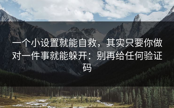 一个小设置就能自救，其实只要你做对一件事就能躲开：别再给任何验证码