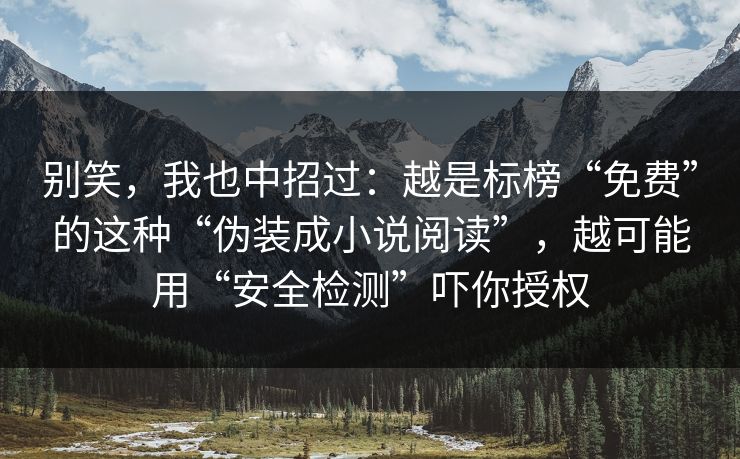 别笑，我也中招过：越是标榜“免费”的这种“伪装成小说阅读”，越可能用“安全检测”吓你授权